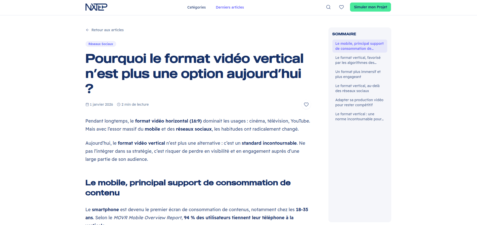 NXTEP Blog - Détail du projet